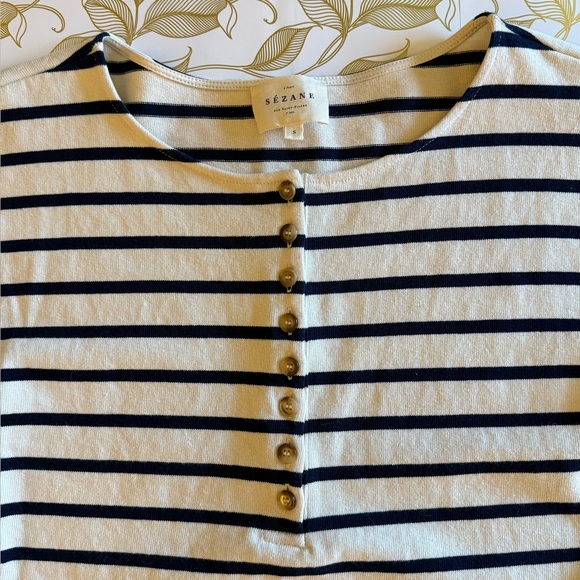 Striped Gatsby Mariniere Navy and Ecru Stripe Long Sleeve Sweater size S - Picture 3 of 9